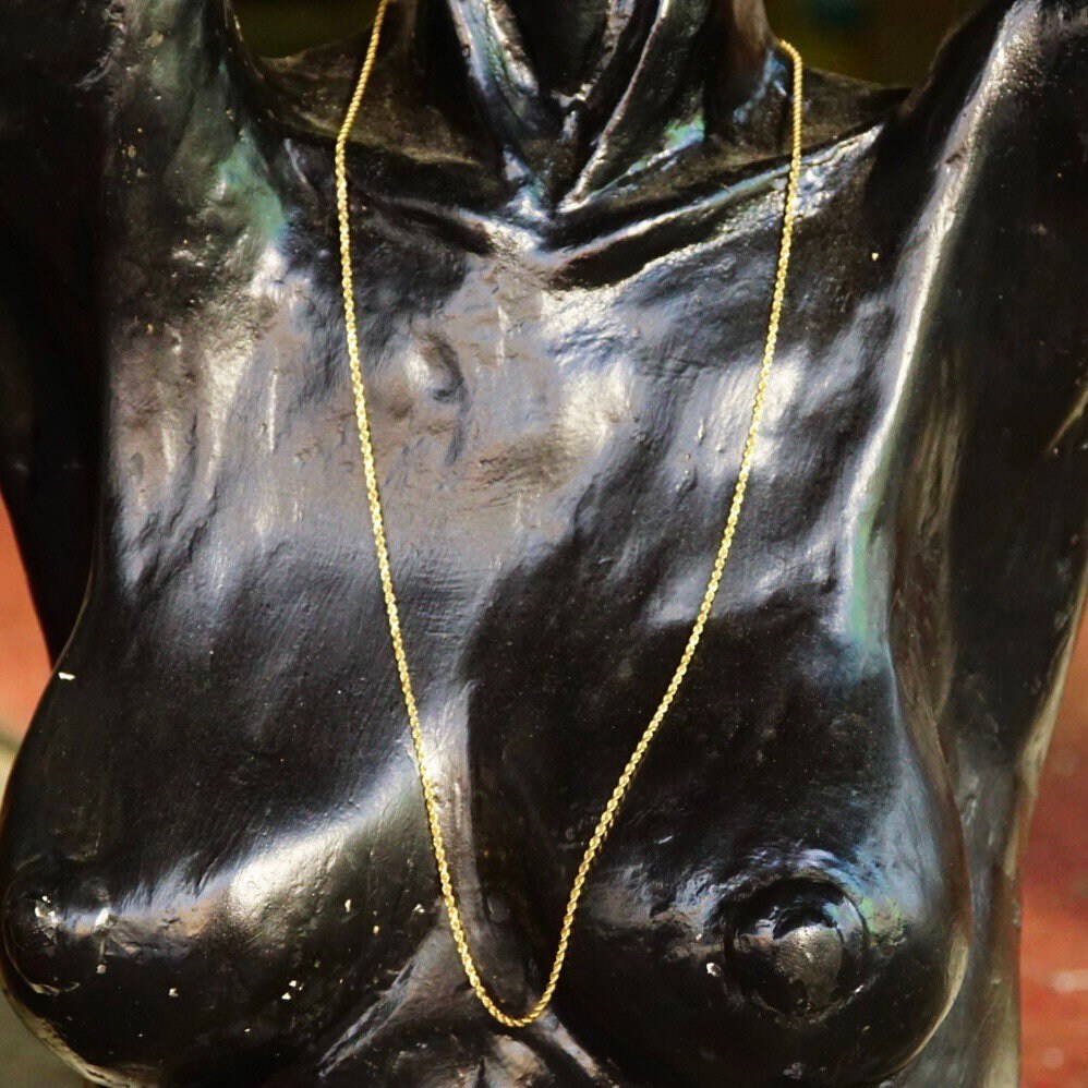 Vintage 14k Gold Rope Chain Necklace, 2mm, Long Yellow Gold Necklace, Unisex Chain, 24" Long