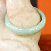 Vintage Mid Century Jade Bangle, 54g, Solid Jade Bangle Bracelet, Light Green Marbled Jade, 7" Long