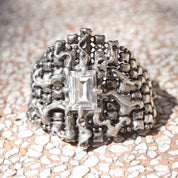 Vintage Rare Sergio Gutierrez Liquid Metal Swarovski Crystal Bracelet, Limited Edition, Mesh Bracelet, Emerald Cut Crystal, Haute Couture