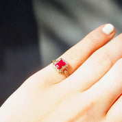 Vintage Art Deco 14K White Gold Filigree Ruby Ring, Pink Ruby, Emerald Cut Gemstone, Ornate Gold Ring, Ruby Engagement Ring, Size 7 US
