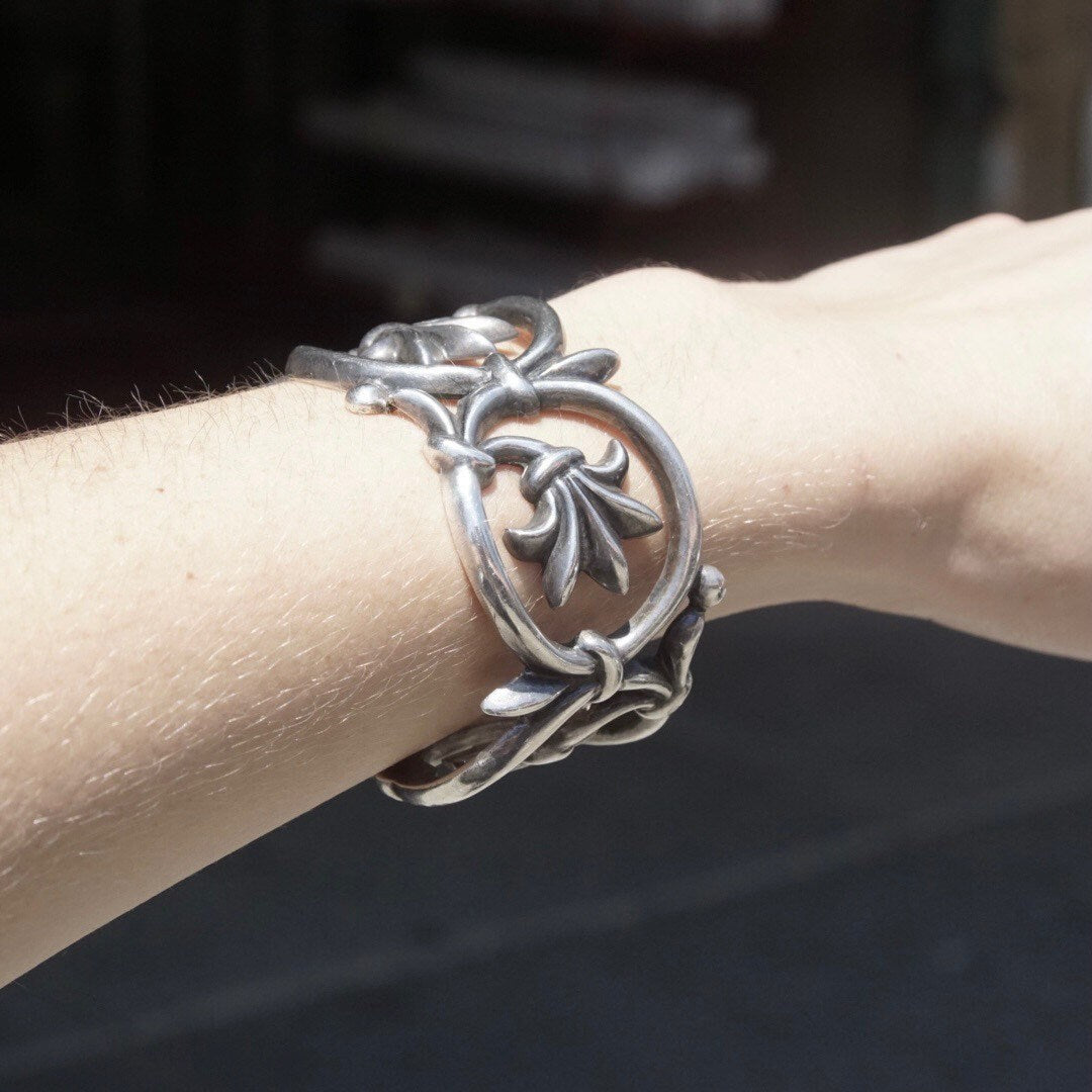Vintage Signed 1984 MMA 925 Sterling Silver Cut Out Cuff Bracelet, Oxidized Silver Bangle, Gothic Look, 925 Jewelry, Adjustable Bracelet
