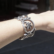 Vintage Signed 1984 MMA 925 Sterling Silver Cut Out Cuff Bracelet, Oxidized Silver Bangle, Gothic Look, 925 Jewelry, Adjustable Bracelet