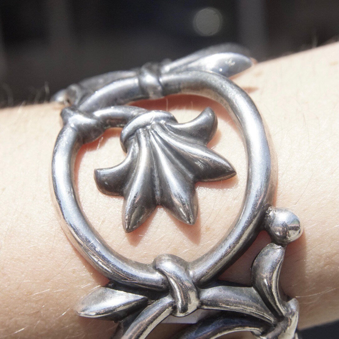 Vintage Signed 1984 MMA 925 Sterling Silver Cut Out Cuff Bracelet, Oxidized Silver Bangle, Gothic Look, 925 Jewelry, Adjustable Bracelet
