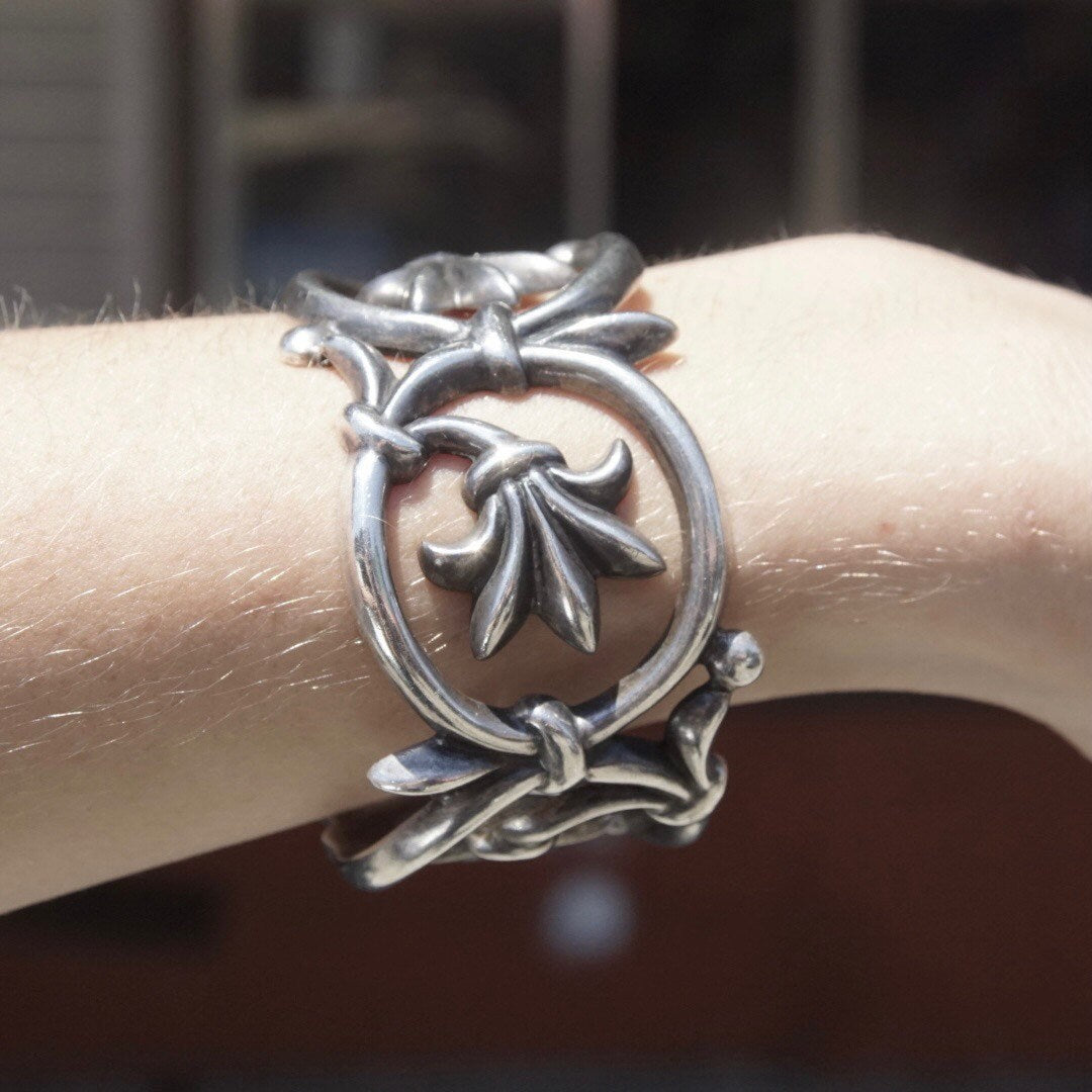 Vintage Signed 1984 MMA 925 Sterling Silver Cut Out Cuff Bracelet, Oxidized Silver Bangle, Gothic Look, 925 Jewelry, Adjustable Bracelet