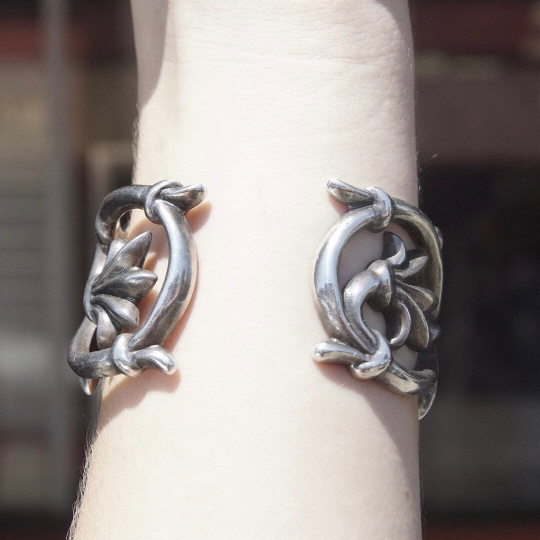 Vintage Signed 1984 MMA 925 Sterling Silver Cut Out Cuff Bracelet, Oxidized Silver Bangle, Gothic Look, 925 Jewelry, Adjustable Bracelet