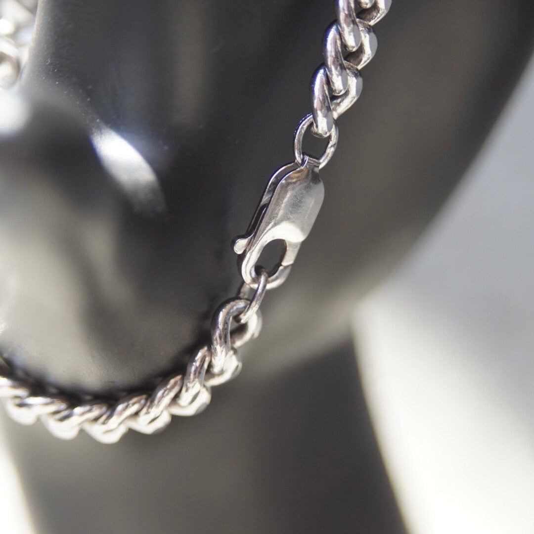 Vintage Sterling Silver Marcasite Engravable Plate Curb Chain Bracelet, 6mm Chain Bracelet, Accent Marcasite, Silver Monogram Plate, 7" L