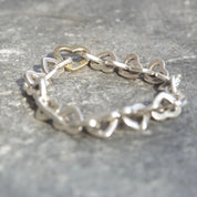 Vintage Tiffany & Co 18K gold and sterling silver heart link curb chain bracelet, two-tone design, 7.5 inches long