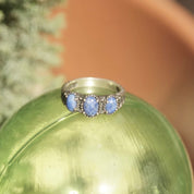 Vintage Signed AW Sterling Silver Sodalite Ring, Marbled Blue Stones, Braided Silver Band, Multi-Stone, Stackable Ring, Size 8 1/2 US