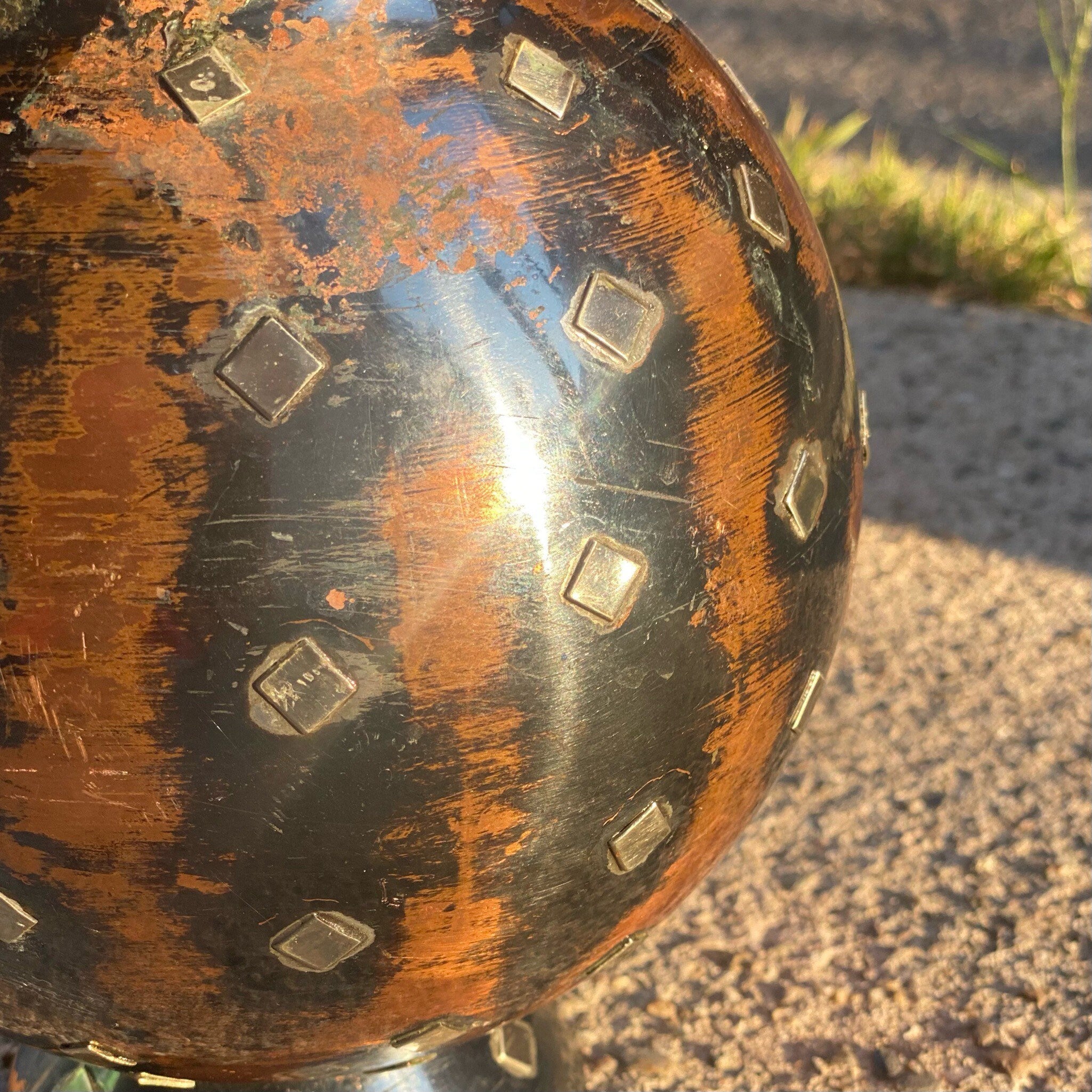 Vintage Israeli Blackened Copper & Silver Accent Vase, Oxidized Copper, Sterling Silver Diamonds, Unique Flower Vase, 8.5" H x 6" W