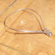Vintage Modernist Sterling Silver Collar Necklace, Silver Wrap Choker With Interlocking Bead Pendant, Minimalist Statement Necklace