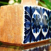 RARE Danish Mid-Century Modern Signed Stoneware Slab Vase, F109, Textured Blue Glaze Vase, Royal Copenhagen Denmark, Ursula Printz Mogensen