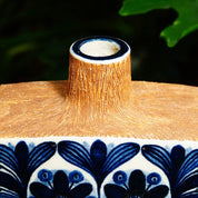 RARE Danish Mid-Century Modern Signed Stoneware Slab Vase, F109, Textured Blue Glaze Vase, Royal Copenhagen Denmark, Ursula Printz Mogensen