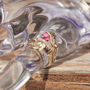 Antique 14K Gold Dragon Ring, Ruby, Emerald, Alexandrite Gemstones, Rare Vintage Chinese Dragons Ring, Nose Dragon Hallmark, Size 5 US