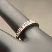 Vintage 10K Gold Diamond Pave Band Ring, Half Eternity Wedding Ring, 11 Round Cut Diamonds, 1/32 CT, Yellow Gold Band, Size 7 US