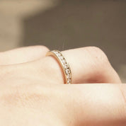 Vintage 10K Gold Diamond Pave Band Ring, Half Eternity Wedding Ring, 11 Round Cut Diamonds, 1/32 CT, Yellow Gold Band, Size 7 US