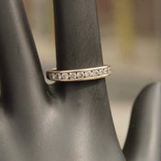 Vintage 10K Gold Diamond Pave Band Ring, Half Eternity Wedding Ring, 11 Round Cut Diamonds, 1/32 CT, Yellow Gold Band, Size 7 US