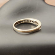 Vintage 10K Gold Diamond Pave Band Ring, Half Eternity Wedding Ring, 11 Round Cut Diamonds, 1/32 CT, Yellow Gold Band, Size 7 US