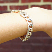 Vintage Modernist Sterling Silver Cuban Link Bracelet, Signed Inger K 925, Solid Silver Chain Link Bracelet, Unisex Bracelet, 7 1/2" Long