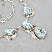 Vintage Signed Tom Willeto Sterling Silver & Turquoise Necklace, Multi-Stone Turquoise Y-Pendant, Adjustable Long Link Cable Chain