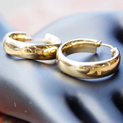 Vintage 14K Yellow Gold Hoop Earrings, Signed Sakes Fifth Avenue, Petite Gold Latch Back Hoops, Classic Gold Earrings, 1 1/2" Long