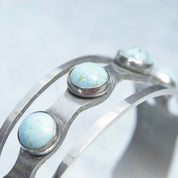 Vintage Modernist Sterling Silver Multi-Stone Turquoise Cuff, Silver Cut Out Cuff, New Mexico Turquoise, Hecho En Mexico 925