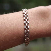 Vintage Italian Sterling Silver Panther Link Bracelet, 8mm, Minimalist Silver Bracelet, Lobster Clasp, Italy 925, 7 1/2 L