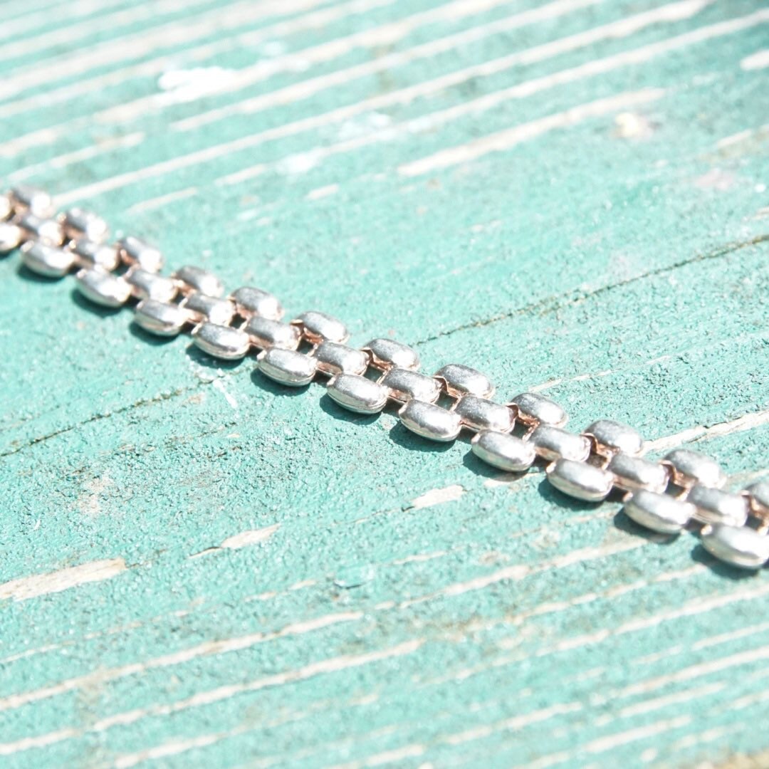 Vintage Italian Sterling Silver Panther Link Bracelet, 8mm, Minimalist Silver Bracelet, Lobster Clasp, Italy 925, 7 1/2 L