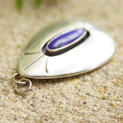 Vintage Signed Sterling Silver Lapis Lazuli Pendant, Unique Teardrop Pendant, Dark Blue Gemstone, 925 Jewelry, 2 Long