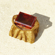 Vintage Beaded Bakelite Box Purse, Shimmering Brown Beads, Marbled Red/Brown Bakelite Lid, Matching Top Handle, Structured Handbag