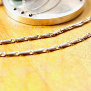 Vintage Israel 925 Turquoise Menorah Pendant Necklace, Modernist Silver Cut Out Pendant, Disc Pendant With Prong Set Stone, 23" Long