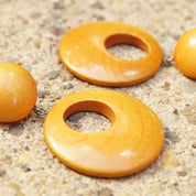 Vintage Mod Wooden Hoop Earrings, Dangle Stud Earrings, 1960's Style, Gogo Dancer, Natural Wood Earrings, Statement Piece, 2 1/2" Long