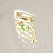 Vintage 10K Enamel Seed Pearl Flower Brooch Pin, Antique Gold Pin, Art Nouveau, Green Enamel 4-Leaf Clover, Tiny Pearl, 1 1/8" Long