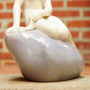 Vintage Signed Royal Copenhagen Edvard Eriksen Porcelain Little Mermaid Figurine Sculpture #4431, Nude Mermaid, Pastel Purple Glaze, 9" Tall