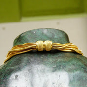 Vintage Rau Klikit Chunky Gold Tone Multi-Strand Choker Necklace, Multi-Color Gem Charm, 3mm Round Snake Chains, Button Clasp, 15 3/4" L