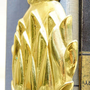 Vintage Brass Pineapple Bookends by Virginia Metal-Crafters Newport, Embossed Brass Bookends, Funky Home Decor, Hospitality Symbol, 6 1/2" H