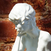 Vintage Signed W. Gawantka Kaiser Nude Woman In Meditation Porcelain Figurine #489, German Matte White Porcelain Bisque Statue, 9" H