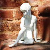 Vintage Signed W. Gawantka Kaiser Nude Woman In Meditation Porcelain Figurine #489, German Matte White Porcelain Bisque Statue, 9" H