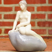 Vintage Signed Royal Copenhagen Edvard Eriksen Porcelain Little Mermaid Figurine Sculpture #4431, Nude Mermaid, Pastel Purple Glaze, 9" Tall