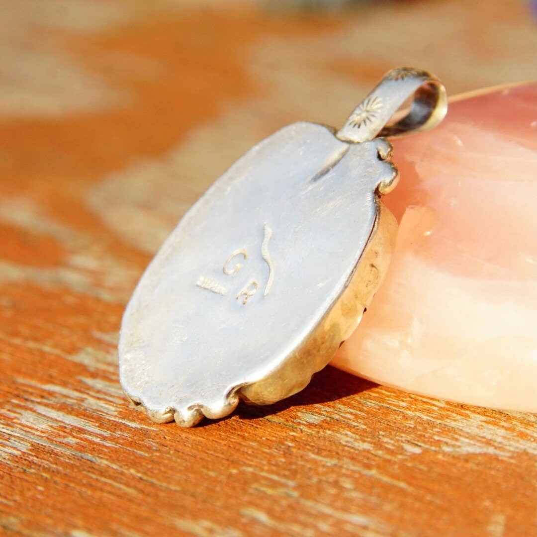 Vintage Signed Fire Agate Sterling Silver Nude Figure Pendant, Hammered Silver Frame, Nude Woman Pendant, Unique Brown Gemstone, 1 3/4"