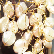 Vintage 14K Gold Baroque Pearl Bib Necklace, Gold Wire Choker, Large Iridescent Pearls, Chunky Statement Necklace, 585 Jewelry