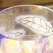 Vintage Signed Ulrica Hydman Vallien - Kosta Boda Frosted Glass Bowl, Stylistic Woman's Faces, Leaf Design, Large Clear & Blue Glass Bowl