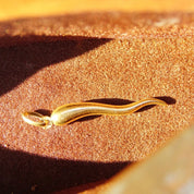 Vintage 14K Gold Italian Horn Pendant, Yellow Gold Cornicello , Good Luck Charm, Hollow Gold Italian Horn, Italian American, 2" L