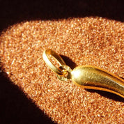 Vintage 14K Gold Italian Horn Pendant, Yellow Gold Cornicello , Good Luck Charm, Hollow Gold Italian Horn, Italian American, 2" L
