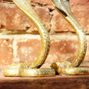Vintage Rare Solid Brass Cobra Candlestick Holders, Pair Of Textured Standing Brass Snake Candle Stands, Figure-8 Coil Base, 9" H