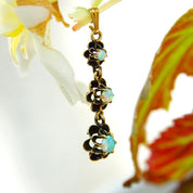 Victorian 14K Gold Opal Teardrop Pendant, 3-Tier Gold Pendant, Prong Set Opal Stones In Gold Flower Settings, Iridescent Gemstones, 1 1/2" L