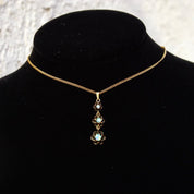 Victorian 14K Gold Opal Teardrop Pendant, 3-Tier Gold Pendant, Prong Set Opal Stones In Gold Flower Settings, Iridescent Gemstones, 1 1/2" L