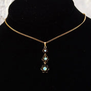 Victorian 14K Gold Opal Teardrop Pendant, 3-Tier Gold Pendant, Prong Set Opal Stones In Gold Flower Settings, Iridescent Gemstones, 1 1/2" L