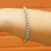 Vintage TAXCO 925 Snake Eye Turquoise Bangle, Sterling Silver, Turquoise Bead Bracelet, Hecho En Mexico, 8" Long
