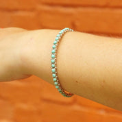Vintage TAXCO 925 Snake Eye Turquoise Bangle, Sterling Silver, Turquoise Bead Bracelet, Hecho En Mexico, 8" Long