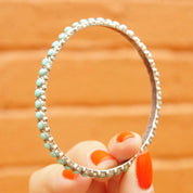 Vintage TAXCO 925 Snake Eye Turquoise Bangle, Sterling Silver, Turquoise Bead Bracelet, Hecho En Mexico, 8" Long